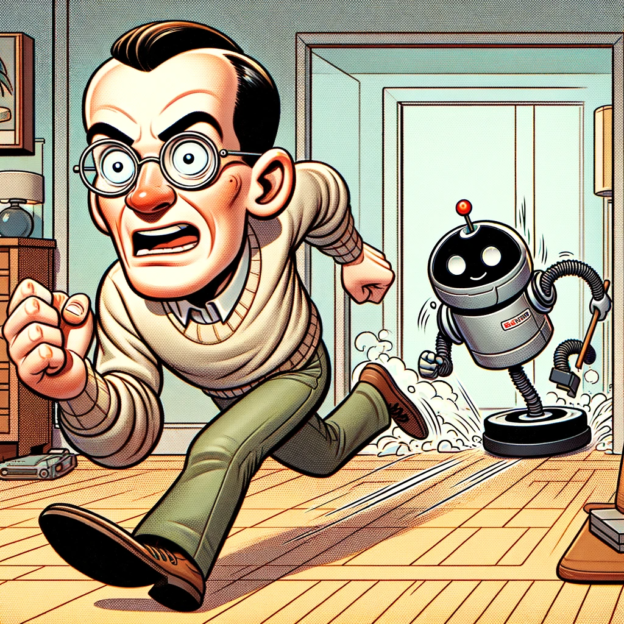 Turing huyendo de un aspirador